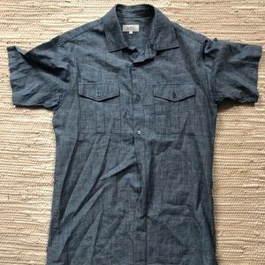 A.P.C. chambray blue short sleeve shirt